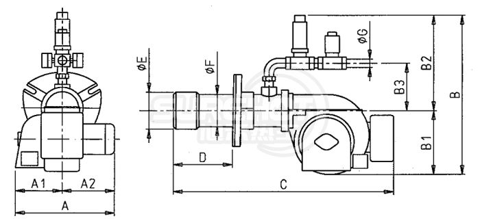 百得BGN200P燃烧器外型尺寸图
