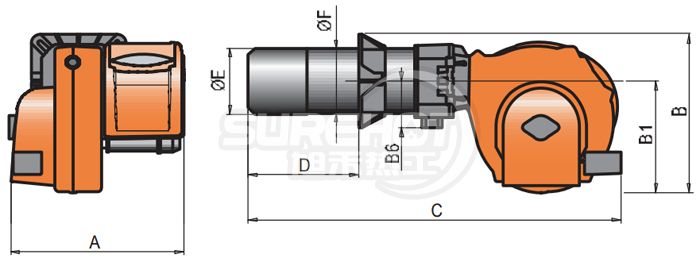 百得TBG210P燃烧器外型尺寸图