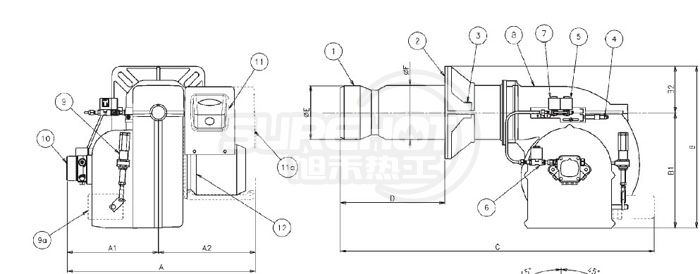 百得TBL130 P燃烧器外型尺寸图