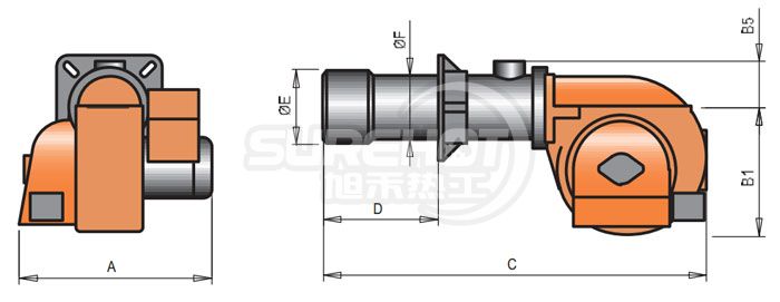 百得BGN400 DSPGN ME燃烧器外型尺寸图